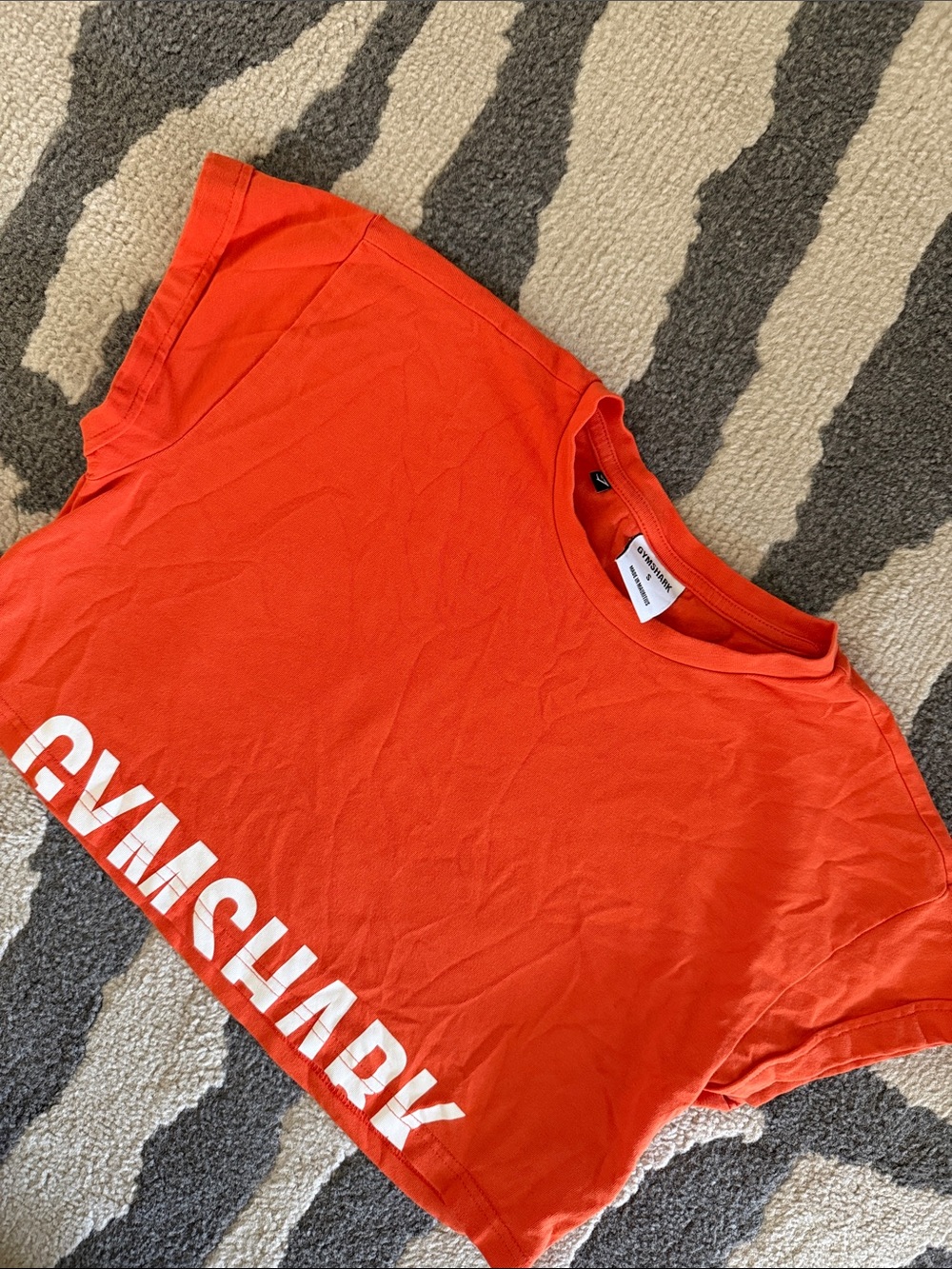 Gymshark Orange Cropped Logo Tee